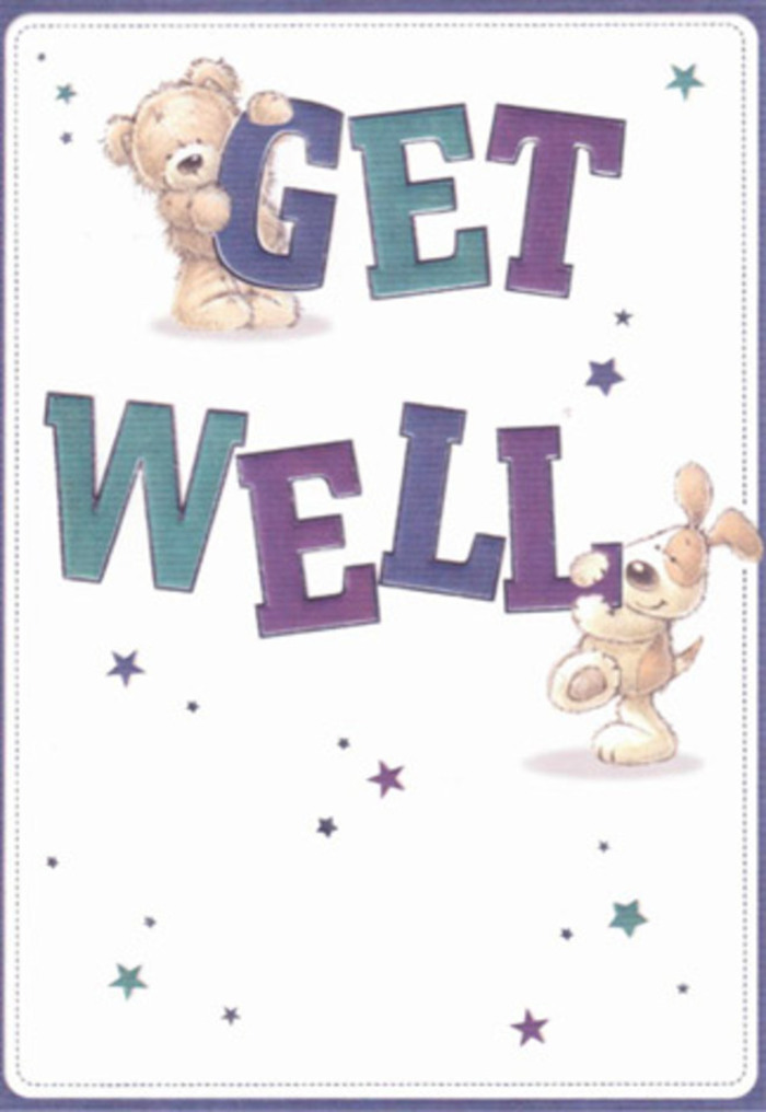 A picture brimming with gentle encouragement, this get well card is adorned by the friendly scenes so familiar in Cranham-two whimsical companions, a bear and a puppy, delivering cheer. Delicate star shapes, scattered through the artwork, seem to float wishes of hope, reminiscent of the community's everyday kindness. The typography stands out in bold shades of purple and aqua, grounding the message with cheerful confidence, much like the reassuring presence of Cranham's local florists. If you trace the illustrated textures, you can almost feel the bear's soft fluff and the puppy's velvety ears-details as thoughtfully layered as a hand-tied bouquet. The light in the composition is crisp and buoyant, akin to a clear morning along the village green, making the card a beacon of positivity for anyone in need. Sending this image alongside a fresh, locally crafted bouquet creates an ensemble that carries heartfelt care, ideal for lifting spirits throughout Cranham, whatever the season.